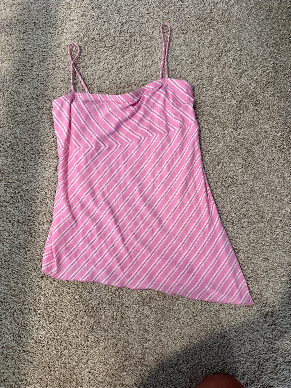 Vanity Pink and White Striped Spaghetti Strap Tank Top